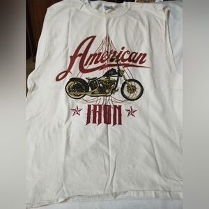 American Iron Motorcycle Graphic Tank Top - White